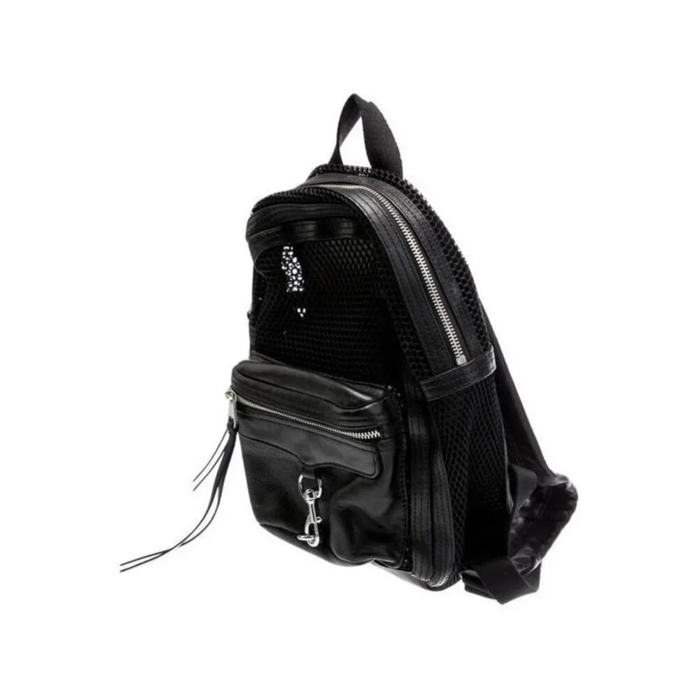 Rebecca Minkoff Mini MAB Backpack Black Mesh Leather Trim NWT
